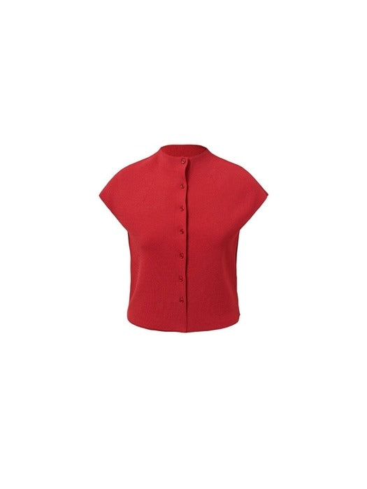 [amomento] WHOLEGARMENT CAP SLEEVE CARDIGAN_RED