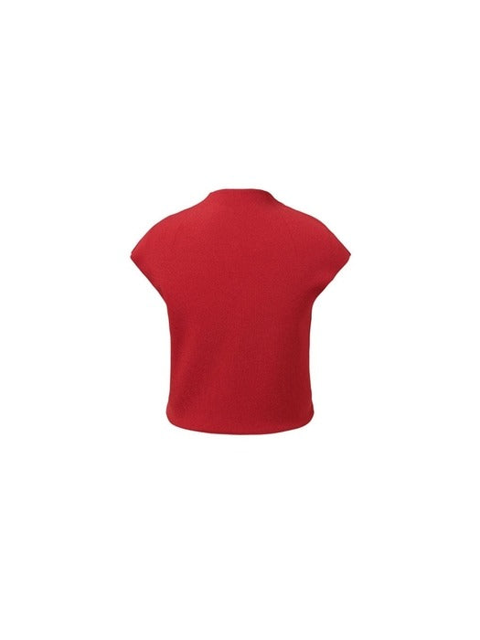 [amomento] WHOLEGARMENT CAP SLEEVE CARDIGAN_RED