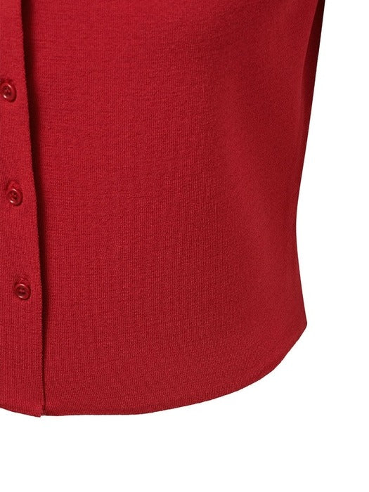 [amomento] WHOLEGARMENT CAP SLEEVE CARDIGAN_RED