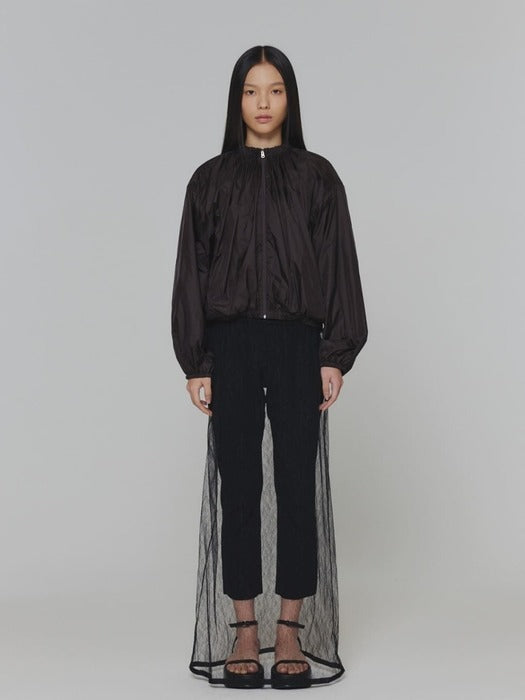 [amomento] NECK SHIRRING VOLUME JUMPER_DARK BROWN