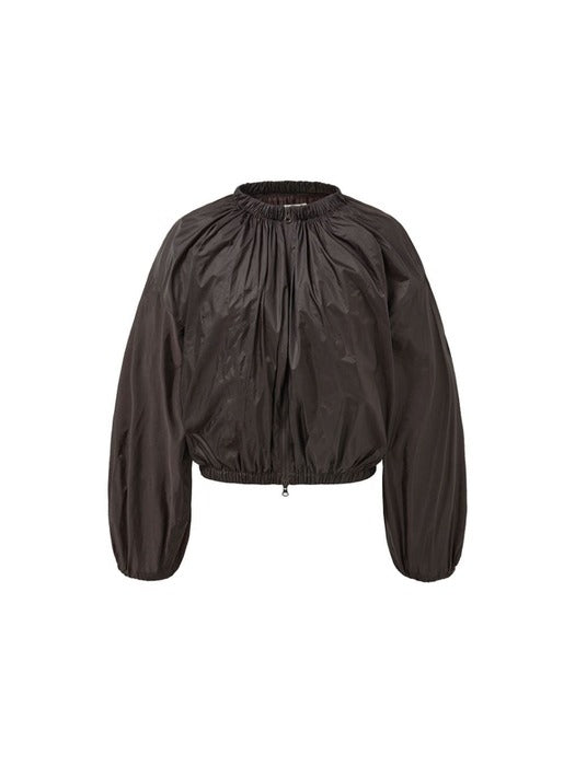 [amomento] NECK SHIRRING VOLUME JUMPER_DARK BROWN