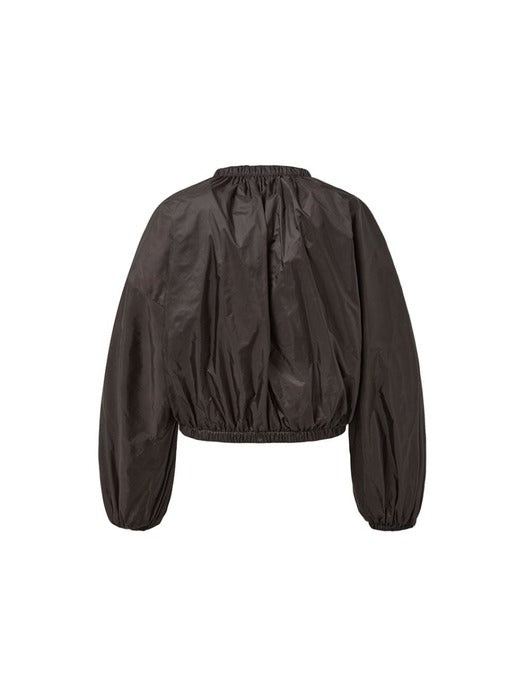 [amomento] NECK SHIRRING VOLUME JUMPER_DARK BROWN