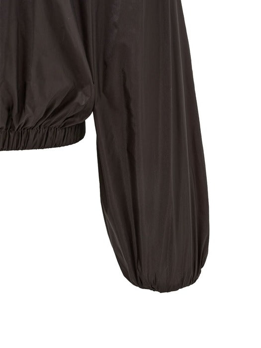 [amomento] NECK SHIRRING VOLUME JUMPER_DARK BROWN