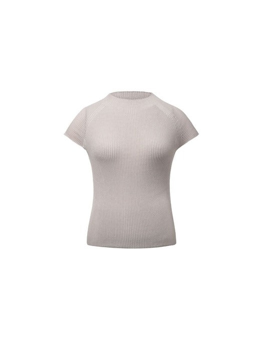 [amomento] WHOLEGARMENT CAP SLEEVE KNIT TOP_GREY