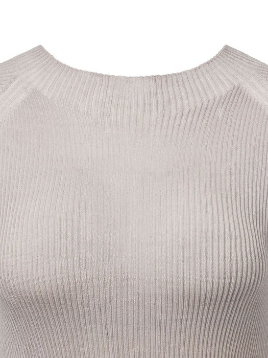[amomento] WHOLEGARMENT CAP SLEEVE KNIT TOP_GREY