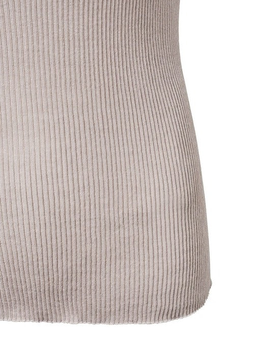 [amomento] WHOLEGARMENT CAP SLEEVE KNIT TOP_GREY