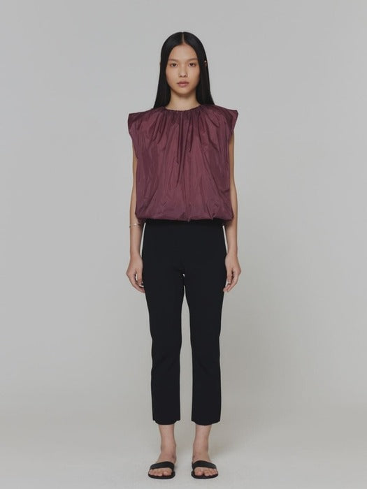 Amomento Nylon Volume Shirring Top Purple