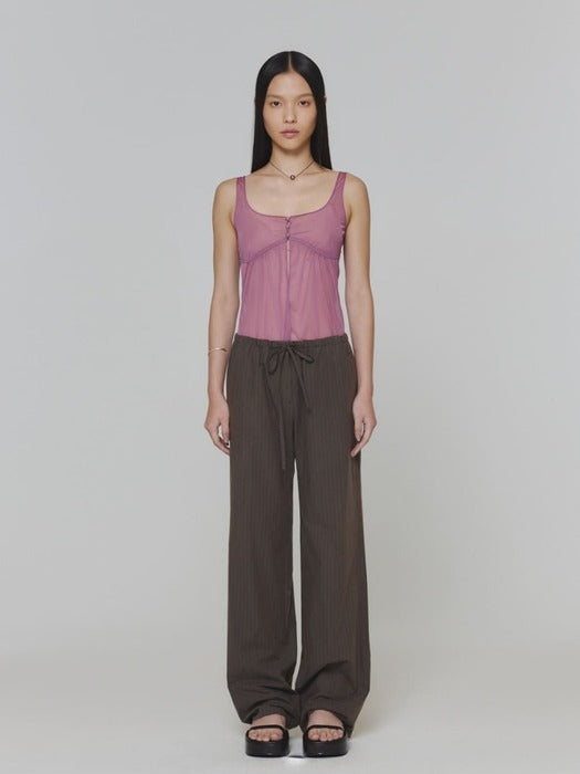 [amomento] STRIPE BANDING PANTS_BROWN