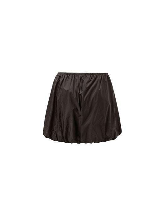 Amomento Nylon Shirring Shorts - Dark Brown