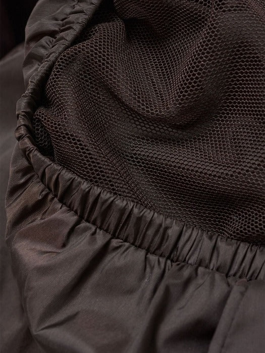 Amomento Nylon Shirring Shorts - Dark Brown