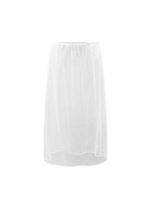 Amomento Sheer Lace Long Skirt - White