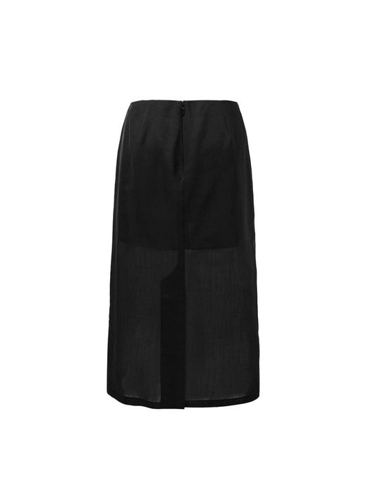 Amomento Sheer Maxi Long Skirt - Black