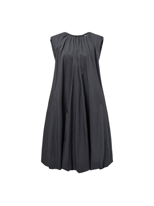 [amomento] COTTON VOLUME SHIRRING DRESS_CHARCOAL