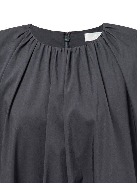 [amomento] COTTON VOLUME SHIRRING DRESS_CHARCOAL