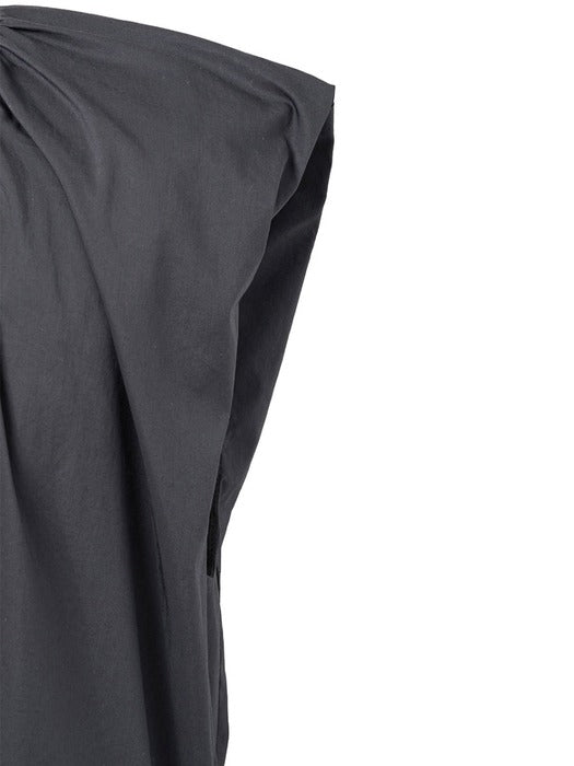 [amomento] COTTON VOLUME SHIRRING DRESS_CHARCOAL