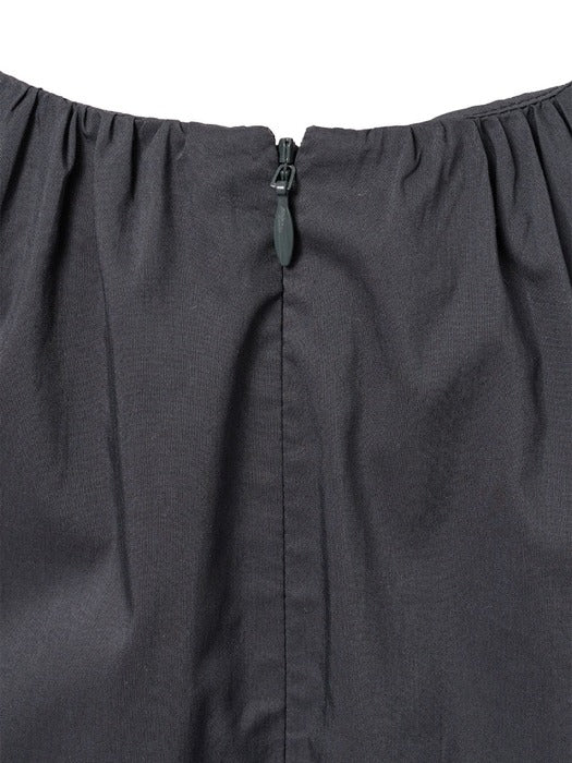 Amomento Cotton Volume Shirring Dress - Charcoal