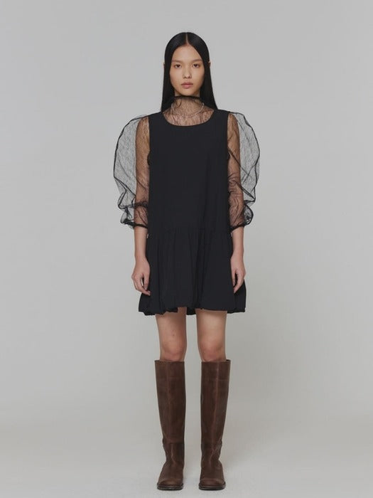 [amomento] VOLUME MINI DRESS_BLACK