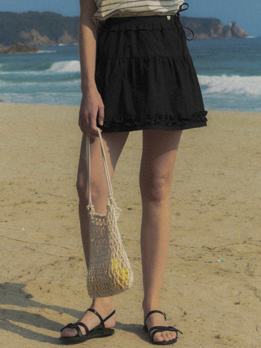 [TILLIDIE] Shirring volume skirt TISU02SK02_Black