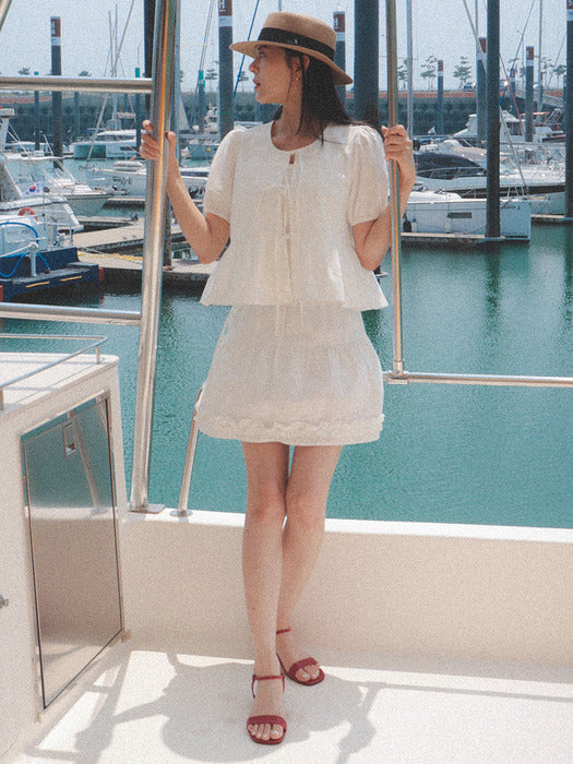 [TILLIDIE] Shirring volume skirt TISU02SK01_Ivory