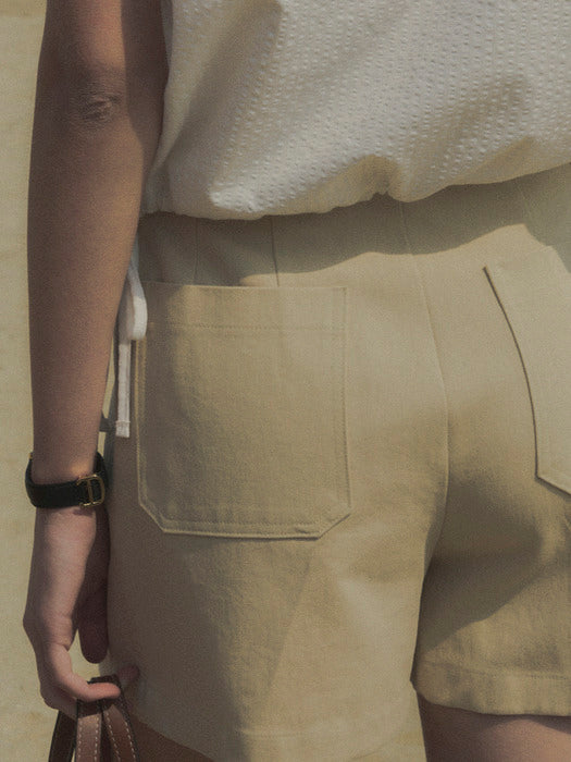 [TILLIDIE] Classic short pants TISU02PT02_Beige