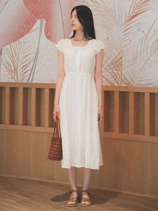 [TILLIDIE] Shirring long dress TISU02OP05_Ivory