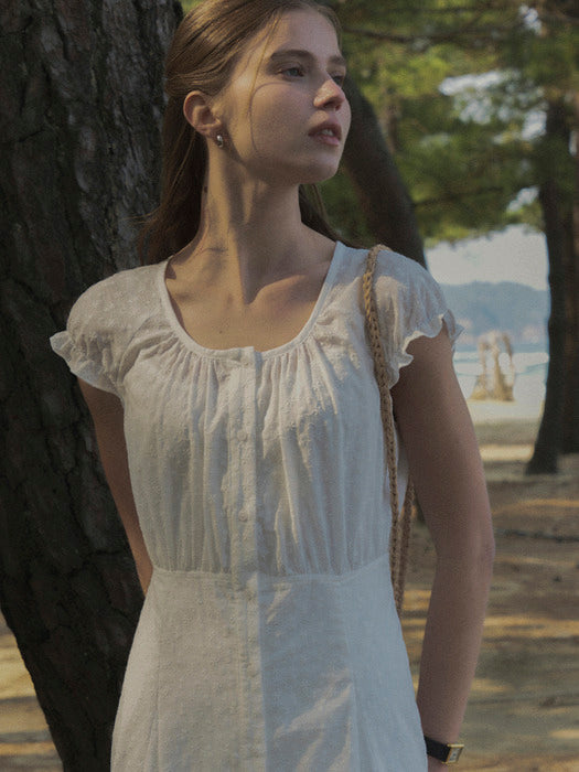 [TILLIDIE] Shirring long dress TISU02OP05_Ivory