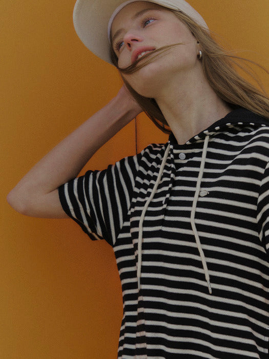 [TILLIDIE] Stripe hood dress TISU02OP02_Black