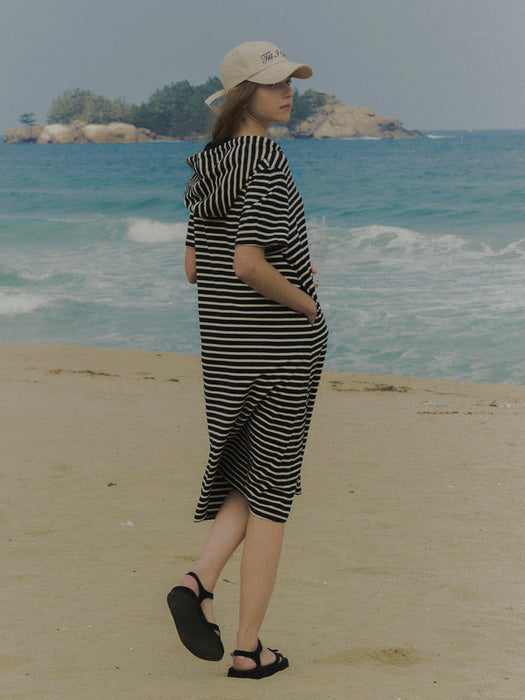 [TILLIDIE] Stripe hood dress TISU02OP02_Black