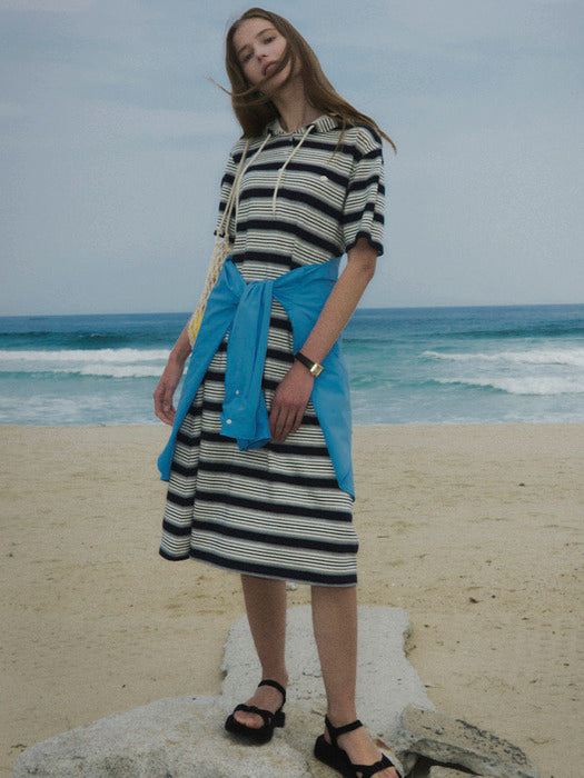 [TILLIDIE] Stripe hood dress TISU02OP01_Navy