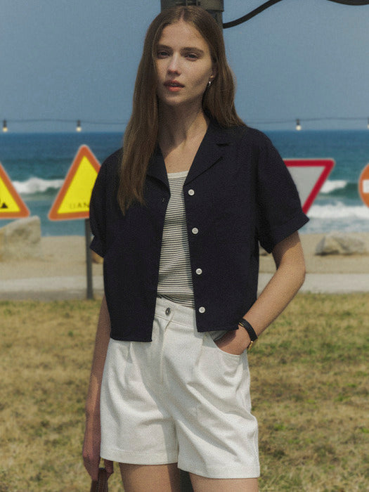 [TILLIDIE] Collar cotton blouse TISU02BL06_Navy