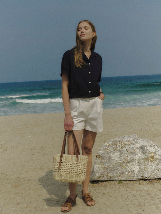 [TILLIDIE] Collar cotton blouse TISU02BL06_Navy