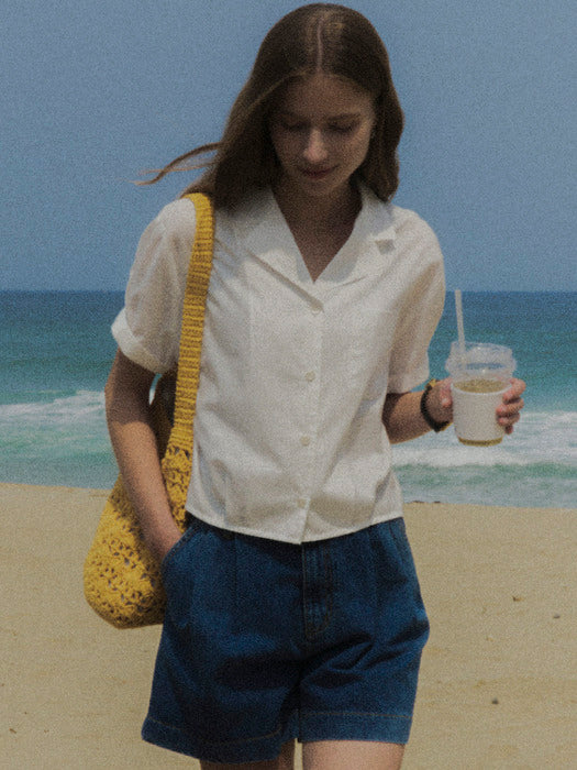 [TILLIDIE] Collar cotton blouse TISU02BL05_Ivory