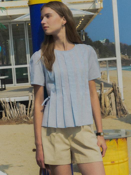 [TILLIDIE] Pintuck cotton blouse TISU02BL04_Blue