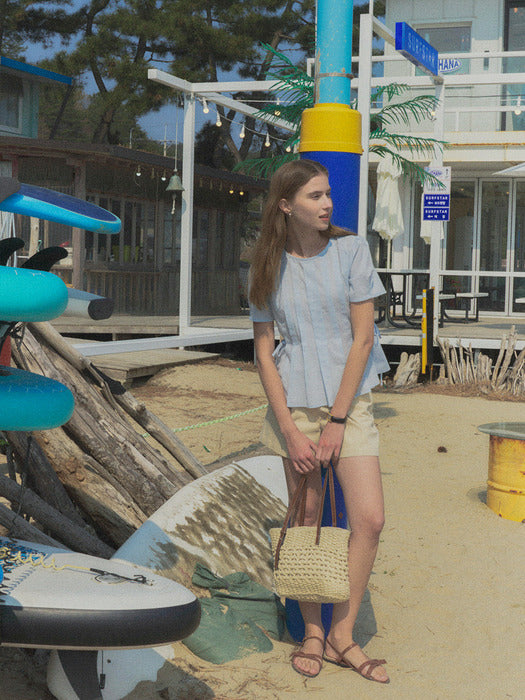 [TILLIDIE] Pintuck cotton blouse TISU02BL04_Blue