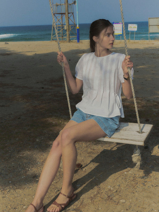 [TILLIDIE] Pintuck cotton blouse TISU02BL03_White