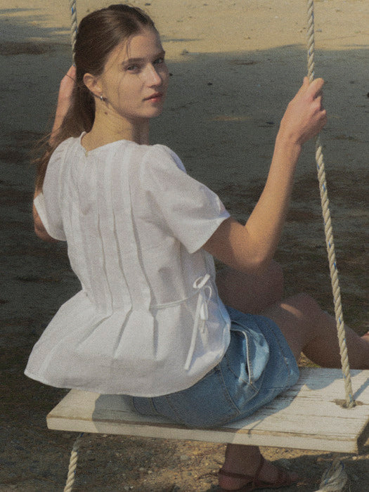 [TILLIDIE] Pintuck cotton blouse TISU02BL03_White