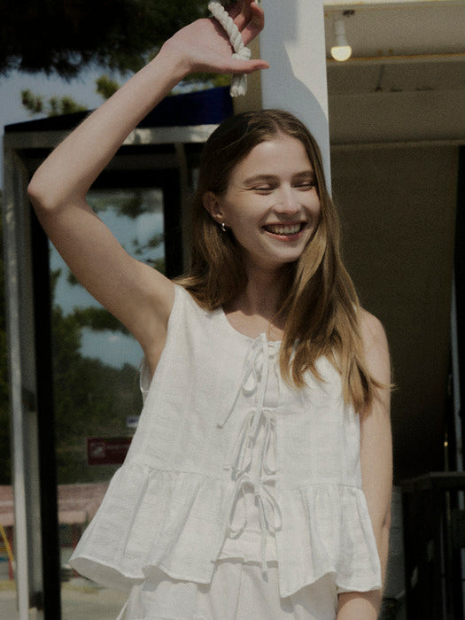 [TILLIDIE] Ribbon point sleeveless TISU02BL07_Ivory