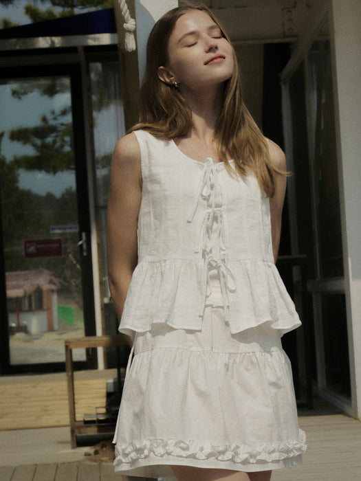 [TILLIDIE] Ribbon point sleeveless TISU02BL07_Ivory