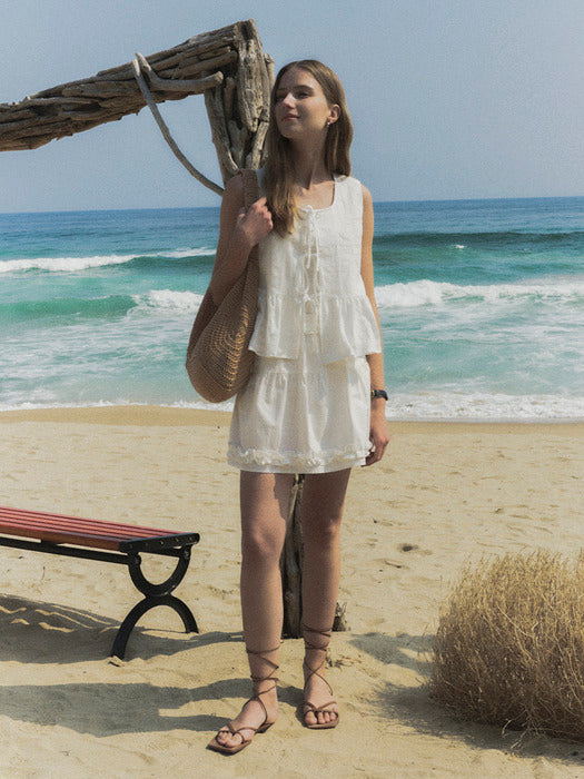 [TILLIDIE] Ribbon point sleeveless TISU02BL07_Ivory