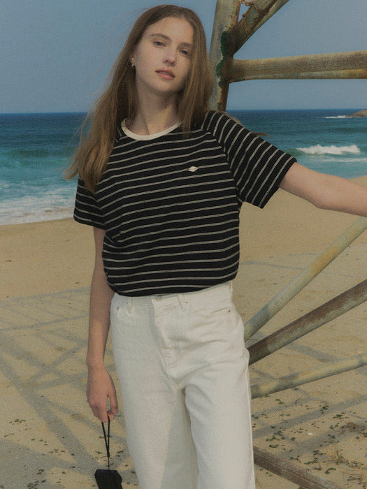 Tillidie Stripe cotton t-shirt black