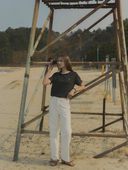 Tillidie Stripe cotton t-shirt black