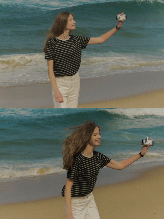 [TILLIDIE] Stripe cotton t-shirt TISU02TS02_black