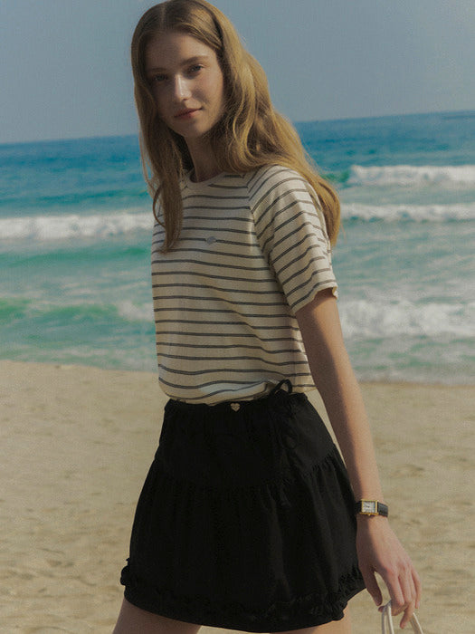 Tillidie Stripe cotton t-shirt Ivory