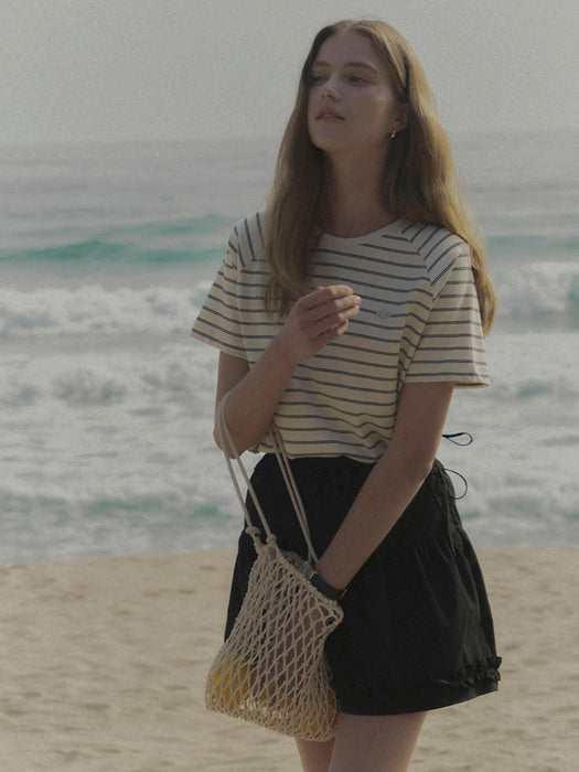 Tillidie Stripe cotton t-shirt Ivory