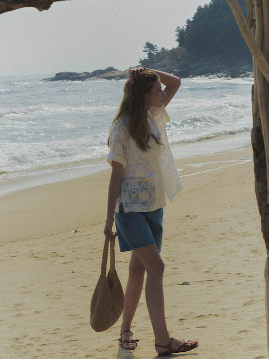 Tillidie Collar basic cotton shirt Ivory