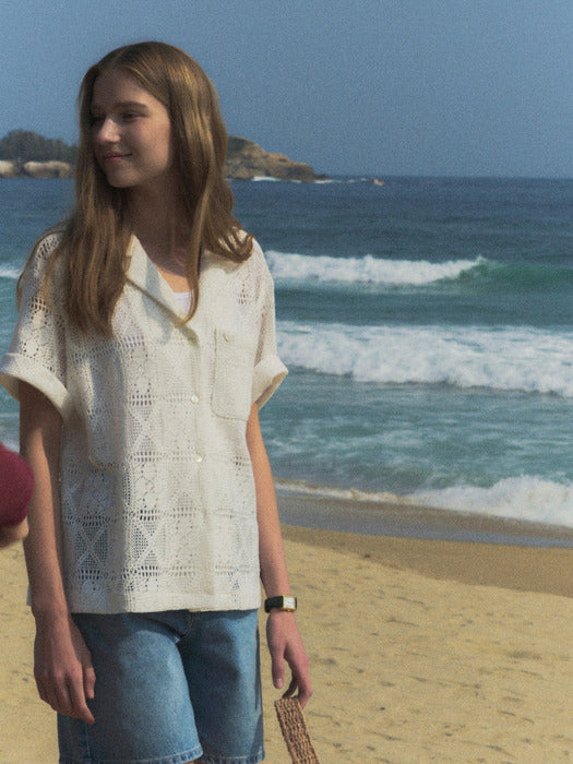 Tillidie Collar basic cotton shirt Ivory