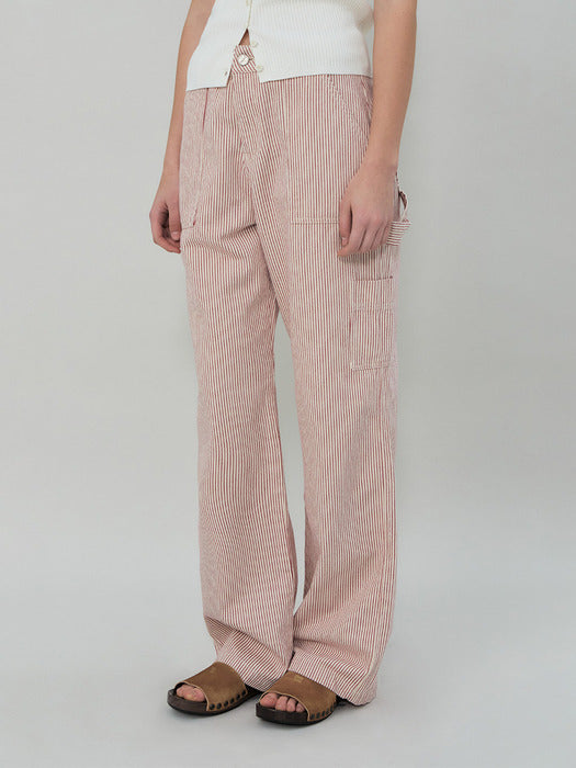 Grove 25Ss Cora Stripe Work Pants (Red)