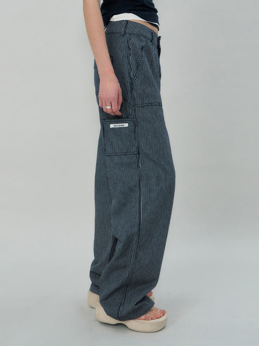Grove 25Ss Cora Stripe Work Pants (Navy)