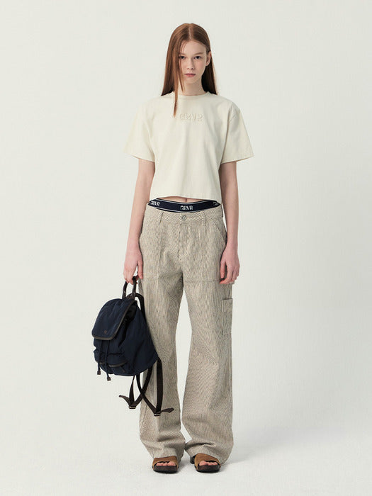 Grove 25Ss Cora Stripe Work Pants (Ivory)