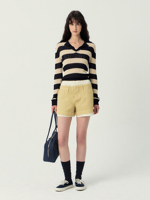 Grove 25Ss Flavia Stripe Collar Knit (Navy)